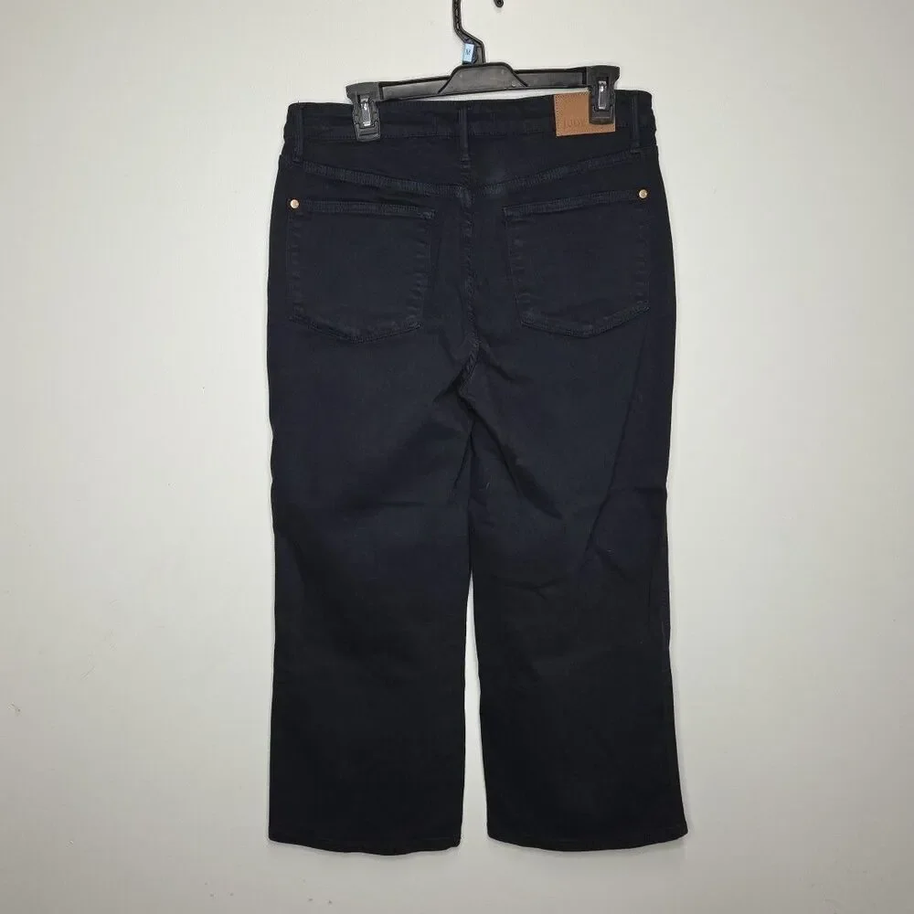 Judy Blue JB88807  Wide Leg  Jeans Women's 13/31 Black Garment Dyed Cropped